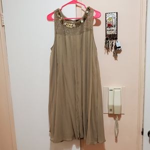 Tan flowy dress with bronze sequins